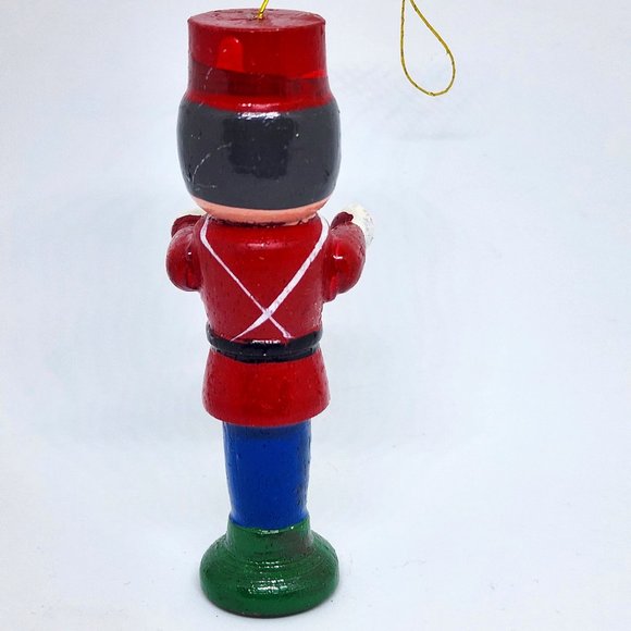 Vintage Christmas Standing Tin Soldier Hand Painted Wood Ornament - Picture 3 of 8
